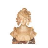 European alabaster lady bust, early 20th century
