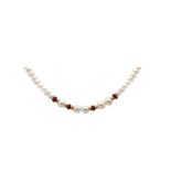 Gold, pearls, rubies and cultured pearls necklace