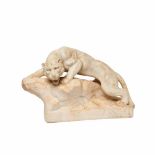 French marble panther sculpture, c.1920