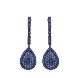 Bluing gold and blue sapphires earrings