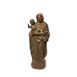 European bronze Virgin with Child sculpture, 19th century