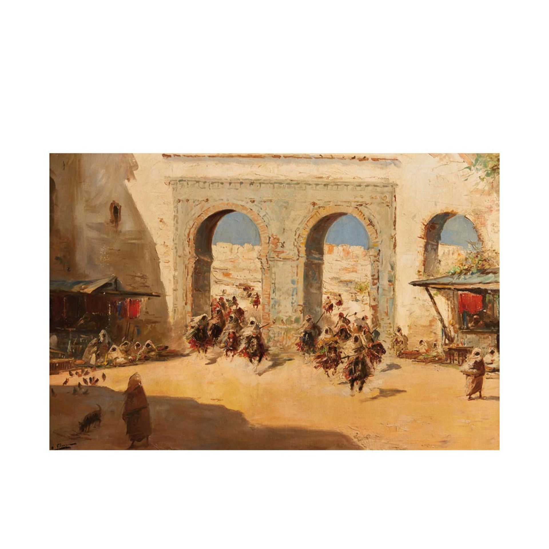 Arabs on horseback. Oil on canvas