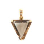 Gold, smoky quartz and diamonds pendant