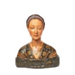 Italian polychrome stucco Isabella d’Aragona bust, early 20th century