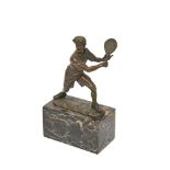 European bronze tennis player sculpture