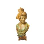 French Art Nouveau polychrome terracotta Belgrade bust, early 20th century