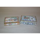 20th Century Canton enamel rectangular box and cover decorated with butterfly and flowers together