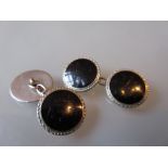 Pair of Art Deco platinum onyx set cufflinks