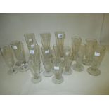 Series of twenty cut Champagne glasses in varying sizes,