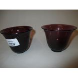 Pair of Chinese amethyst glass beakers