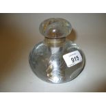 Circular glass inkwell with cover,