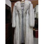 Ladies three quarter length silver fox fur coat