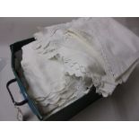 Box containing a quantity of various table linen etc