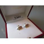 Pair of Cartier 18ct rose gold diamond and pink sapphire set ear studs with a Cartier box