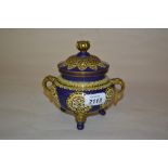 Good quality 20th Century Chinese cloisonne and gilt metal mounted censer decorated in yellow and