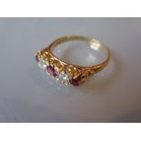 18ct Gold ruby and diamond set ring