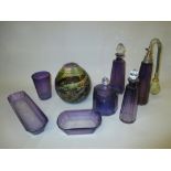 Nine items of early 20th Century amethyst glass dressing table ware together with a 20th Century