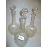 Group of three various 19th Century cut glass decanters