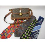 Louis Vuitton handbag (a/f) together with four gentlemans silk ties