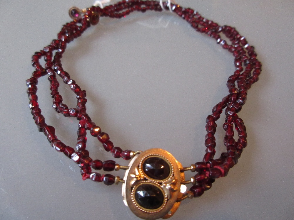 Victorian child's garnet set necklace with earrings
