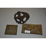 Kurt Lehman, small cast bronze relief plaque decorated with a reclining figure, dated 1959,