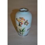 Small Japanese cloisonne and silvered metal mounted baluster form vase decorated with flowering