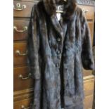 Ladies three quarter length dark brown mink fur coat