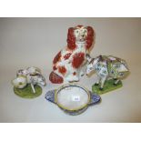 Staffordshire figure of a seated spaniel,