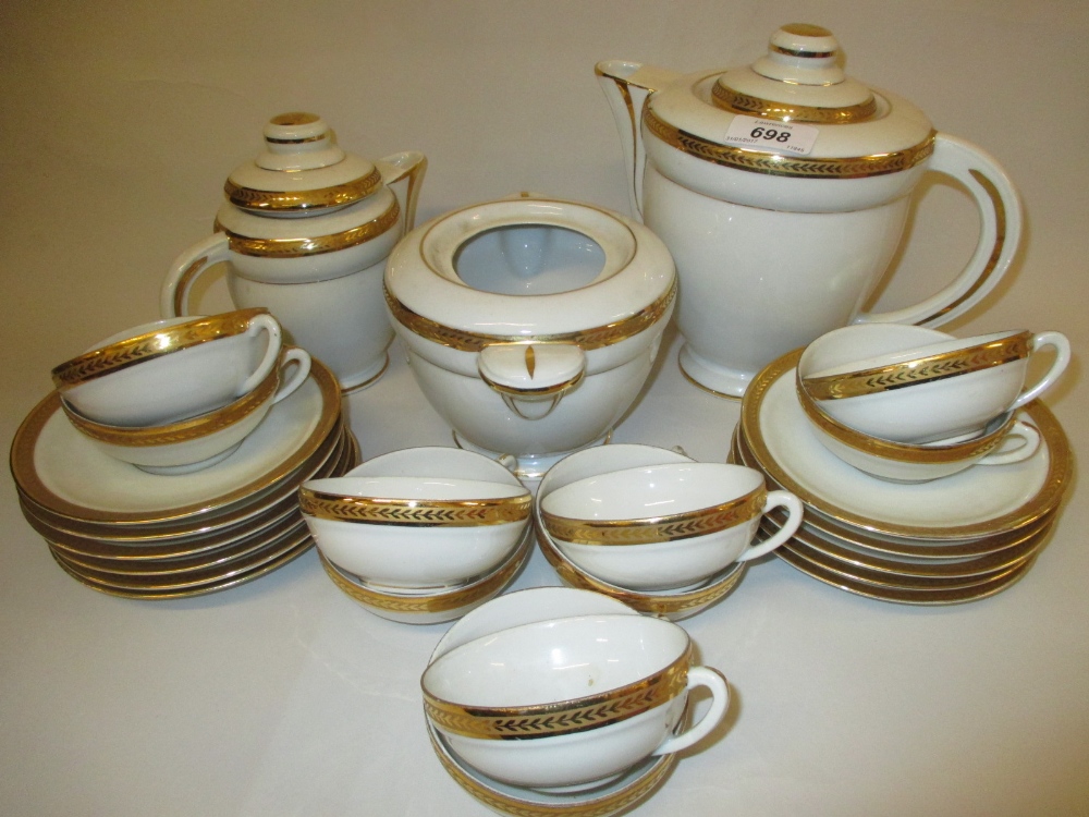 Late 19th Century porcelain teaset comprising: teapot, milk jug,