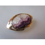 Small blue john brooch with 9ct gold mount