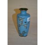 20th Century Japanese cloisonne vase with floral decoration on a pale blue ground, 4.
