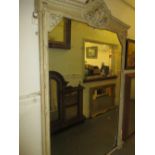 Large 19th Century white painted on gilt overmantel mirror with applied decoration and original