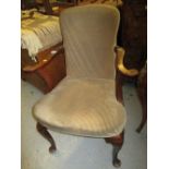 Pair of late 19th or early 20th Century mahogany open armchairs in Queen Anne style,