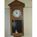 Early 20th Century oak cased Vienna style wall clock,