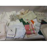 Quantity of various embroidered and other table linen