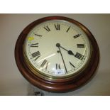 Early 20th Century circular mahogany single train wall clock