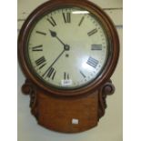 19th Century oak cased drop-dial wall clock,