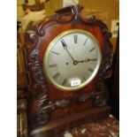 William IV mahogany bracket clock, the shaped case with applied carved floral decoration,