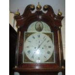 George III oak and mahogany crossbanded longcase clock,