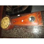 Continental stained beechwood drop-dial wall clock with a tapering case,