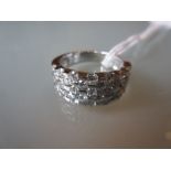 18ct White gold ring set with five rows of brilliant cut diamonds