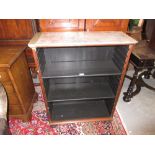 19th Century rosewood marble topped open bookcase with adjustable shelves raised on ebonised bun