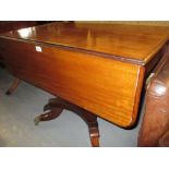 19th Century mahogany drop-leaf breakfast table with tapering square column and platform base with