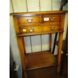 Reproduction mahogany chequer inlaid four drawer side table