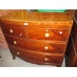 19th Century mahogany and line inlaid bow fronted chest of two short,