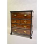 Early 19th Century Chinese export ' China Trade ' secretaire campaign chest in elm, ebony,