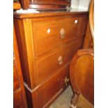 Mahogany line inlaid side cabinet having two short drawers above one long drawer and two panel