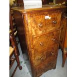 Victorian figured walnut pillar chest,