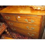 19th Century French mahogany chest of two short over two long drawers with brass handles