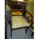 Modern swivel office chair with slatted back (a/f) together with a Regency mahogany open armchair